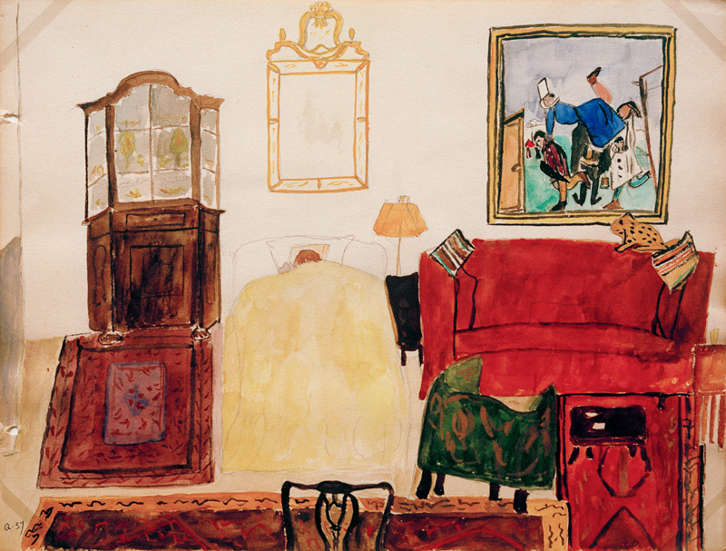 Mathilde Beckmann schlafend im Wohnzimmer von Max Beckmann