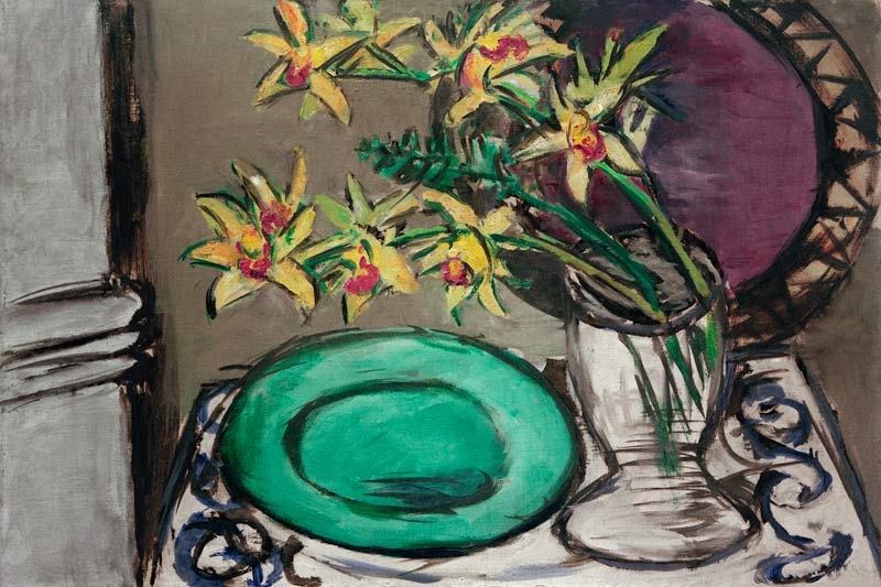 Orchideen - Stillleben mit grüner Schale von Max Beckmann