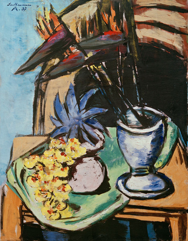 Stillleben mit Strelitzien und gelben Orchideen von Max Beckmann