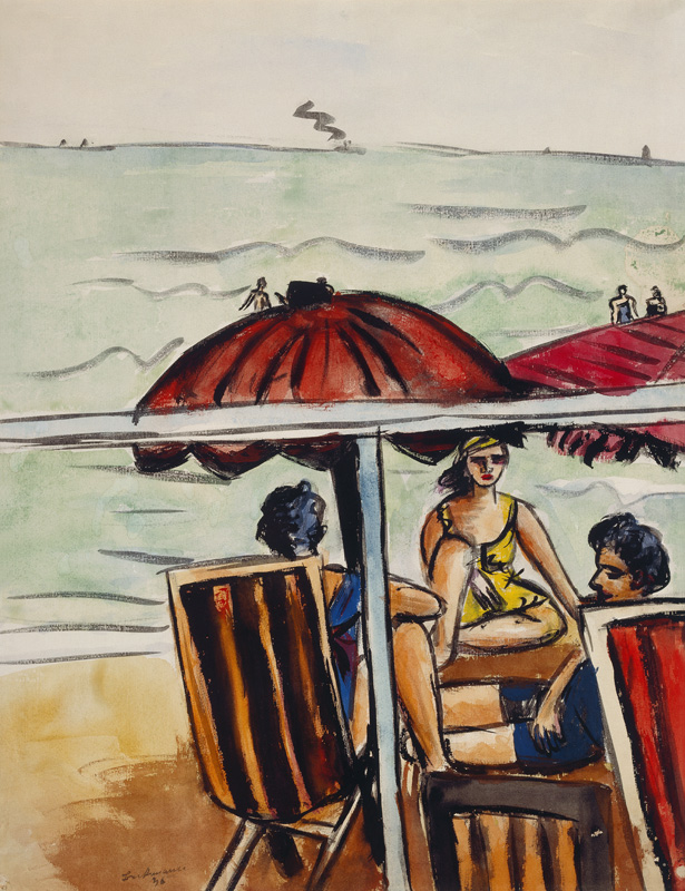 Strandszene mit Sonnenschirm. 1936. von Max Beckmann