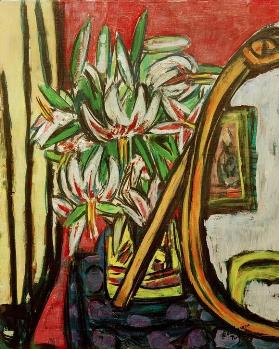 Stillleben mit Spiegel und Türkenbund 1950