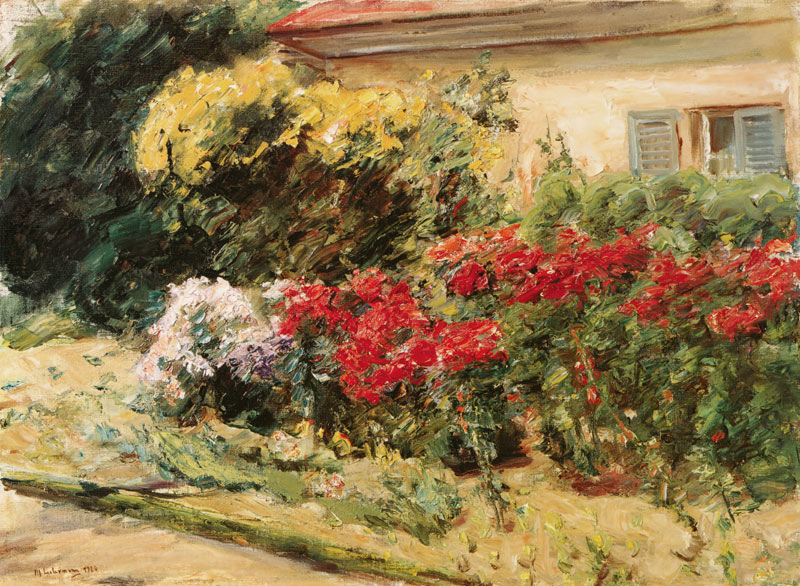 Blumenstauden vor dem Gärtnerhäuschen im Wannseegarten von Max Liebermann