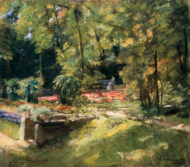 Die Blumenterrasse im Wannseegarten nach Südwesten von Max Liebermann