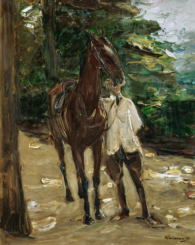 Reitknecht mit Pferd von Max Liebermann