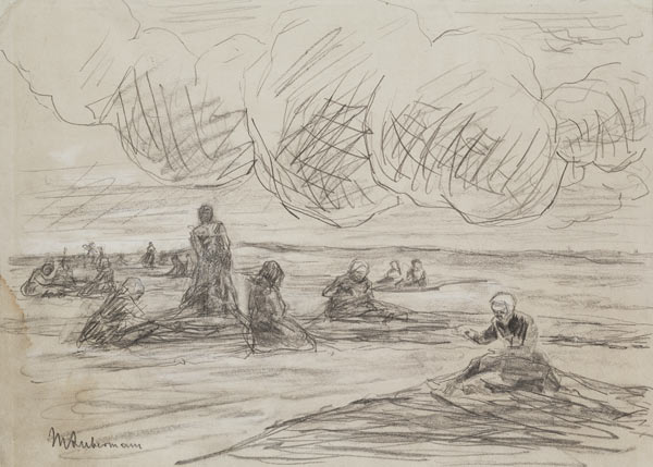 Repairing the Nets, 1894 (pencil on paper) von Max Liebermann