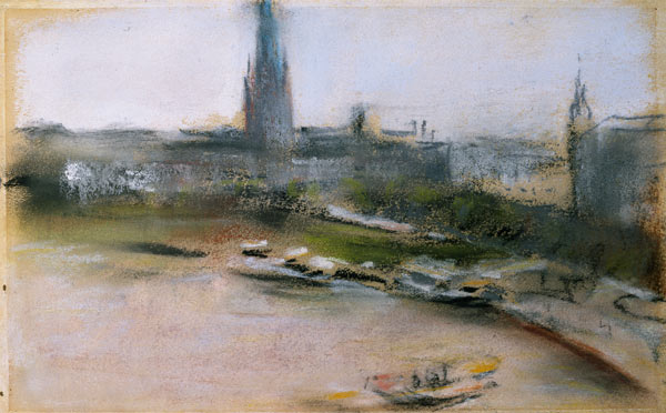 Binnenalster at the Jungfernstieg, 1909 (pastel on paper) von Max Liebermann
