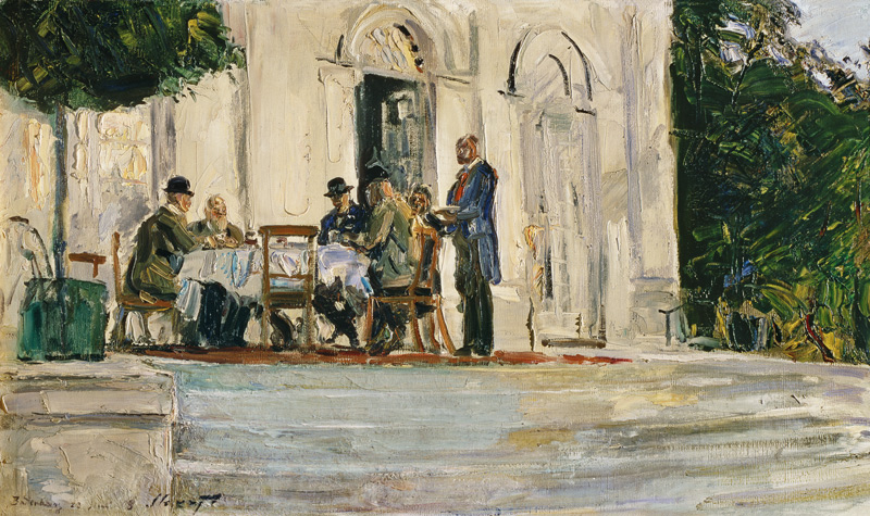 Dinner on the Badenburg Terrace at Castle Nymphenburg von Max Slevogt