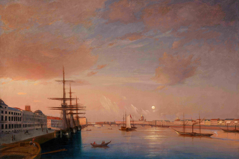 Blick aif die Blagoweschtschenski-Brücke und Nikolaewskaja-Uferstraße von Maxim Nikiforowitsch Worobjew