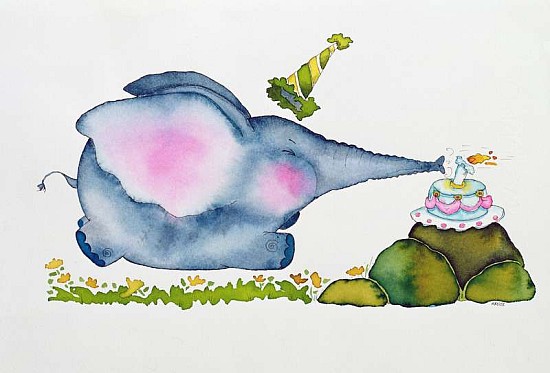 Birthday Elephant, 1998 (w/c and ink on paper)  von Maylee  Christie
