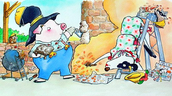 Building a house (w/c & ink on paper)  von Maylee  Christie