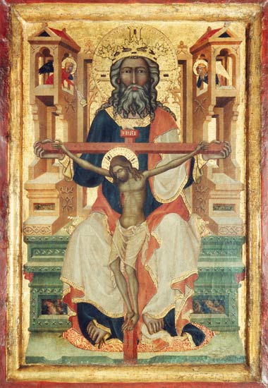 Gnadenstuhl aus der Kirche von Swierzawa vor (Rahmen) von Meister der schlafenden Maria aus Kosatek