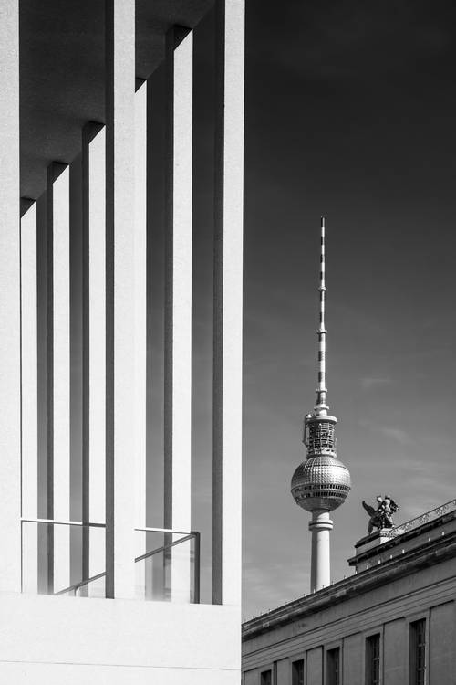 BERLIN Fernsehturm & Museumsinsel | Monochrom von Melanie Viola