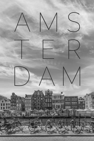 AMSTERDAM Singel mit Blumenmarkt | Text & Skyline