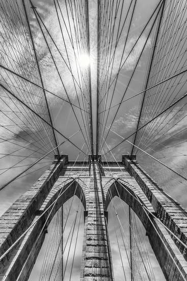 NEW YORK CITY Brooklyn Bridge im Detail | Monochrom