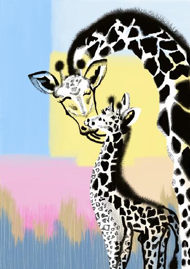 Mama giraffe and baby