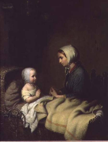 Little Girl Saying Her Prayers in Bed von Meyer von Bremen