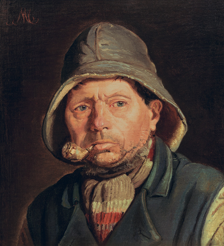 Pfeife rauchender Fischer von Michael Peter Ancher