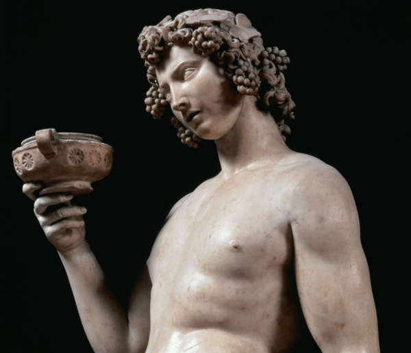 The Drunkenness of Bacchus, detail of his head, sculpture by Michelangelo Buonarroti (1475-1564) von Michelangelo (Buonarroti)