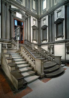 Staircase in the entrance hall of the Laurentian Library, completed by Bartolomeo Ammannati