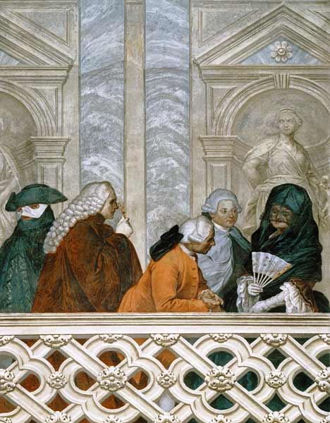 Group of five people with a woman in a black veil von Michelangelo Morlaiter