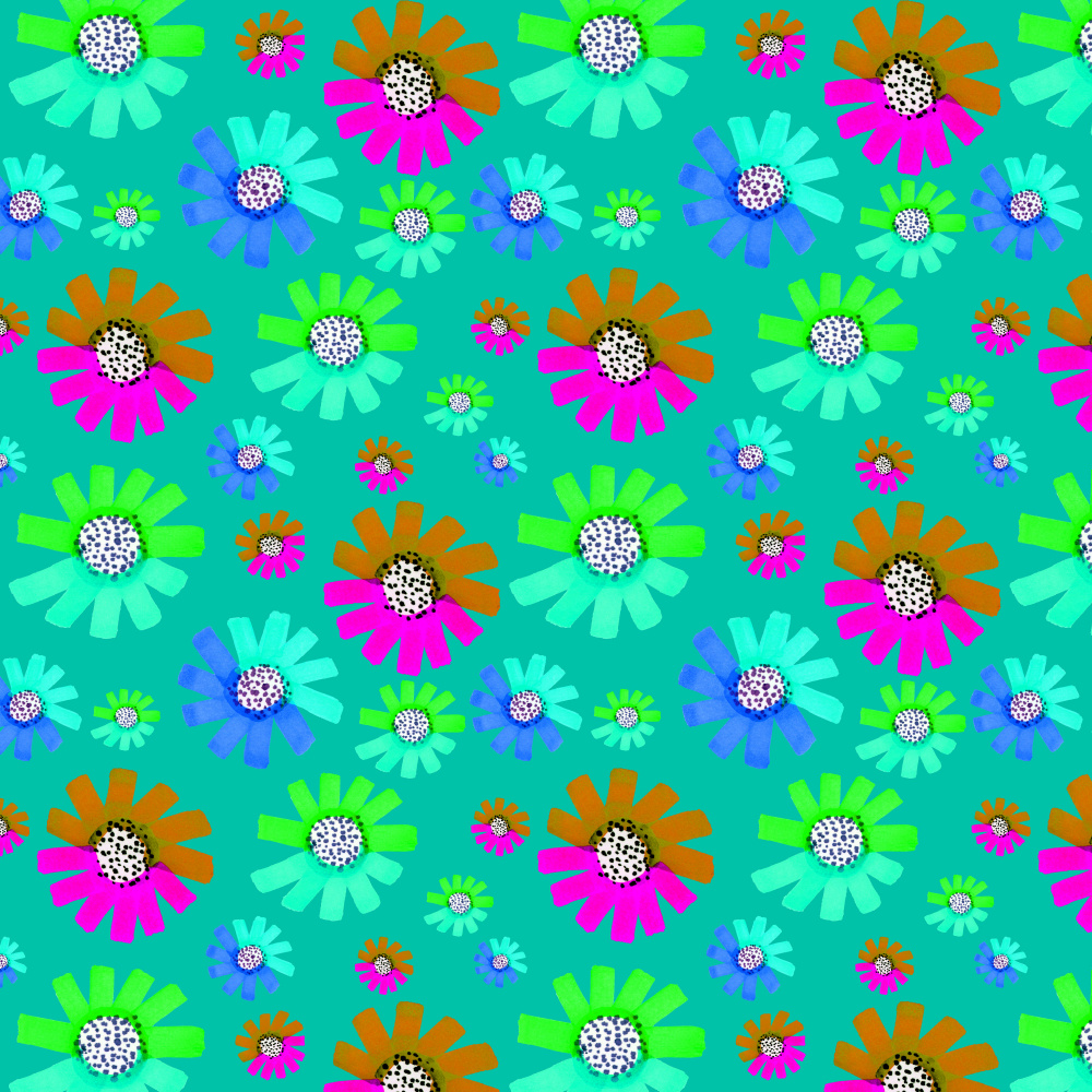 Fancy Florals Green Brown Lavender Green On Mint von Michele Channell