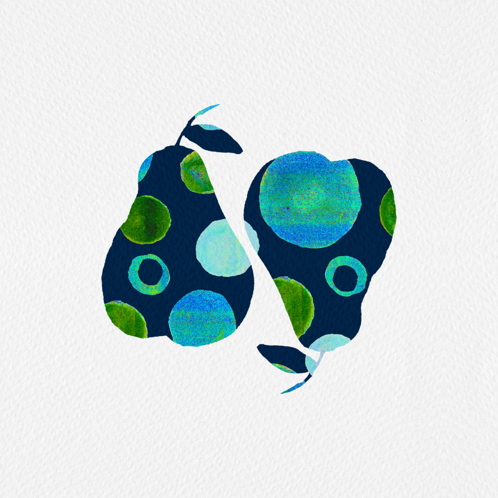 Pears Blue Green Circles Silhouette von Michele Channell