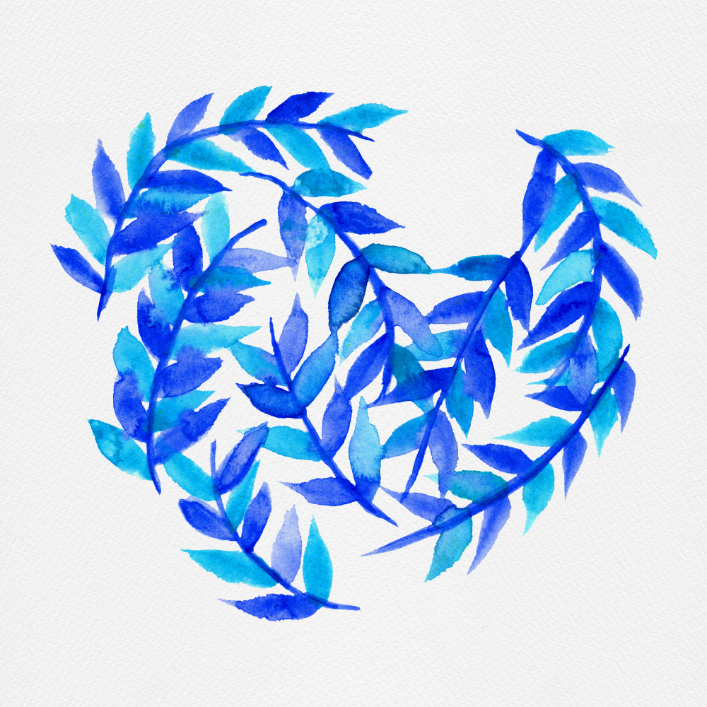 Leaves Curved Blue von Michele Channell