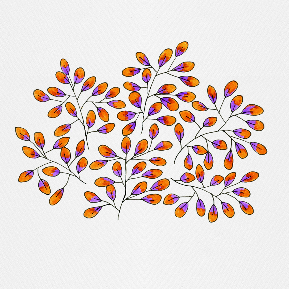 Leaf Sprig Lavender Orange von Michele Channell