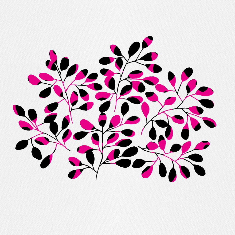 Leaf Sprig Pink Black von Michele Channell