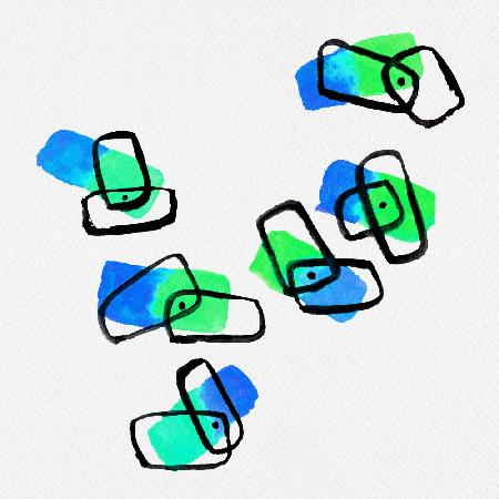 Blue Abstract Shapes Watercolor