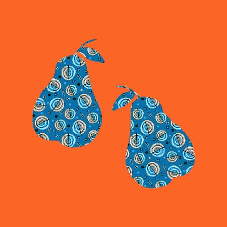 Pears Blue Circles On Orange Pears