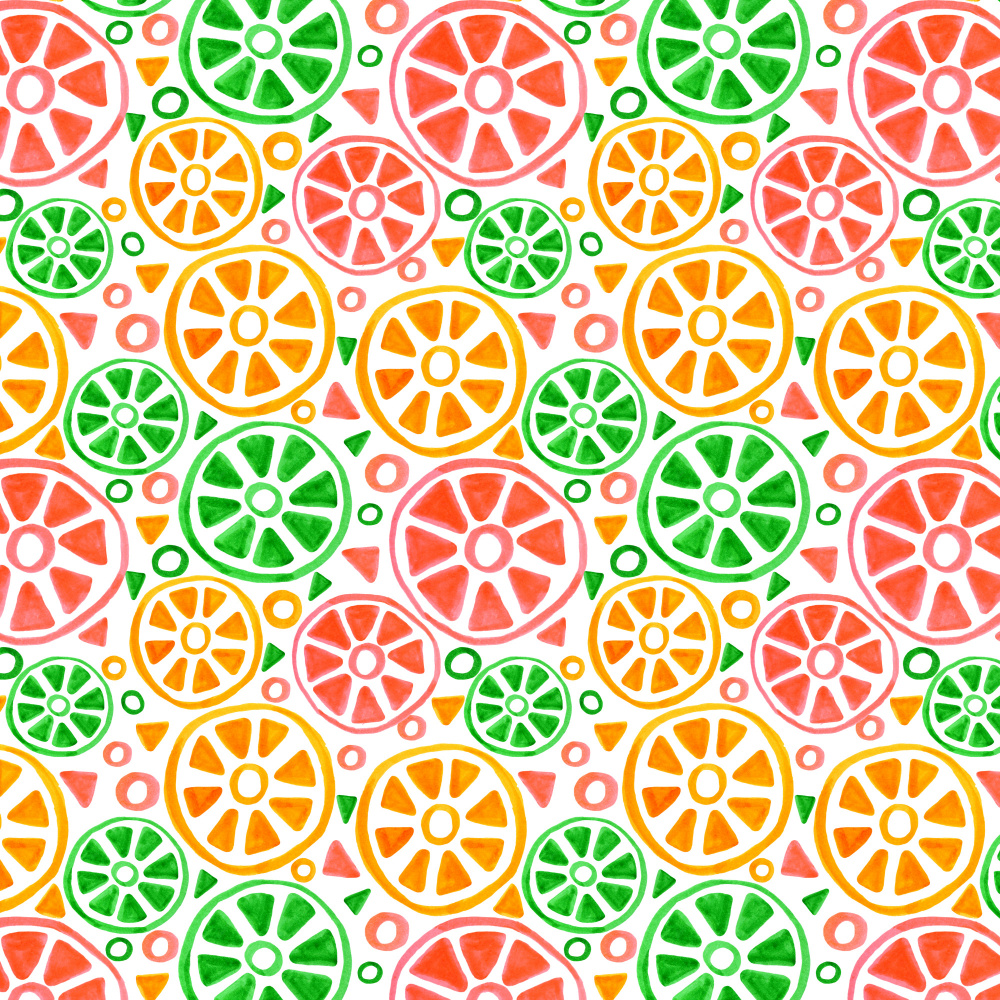 Fruit Slices Yellow Green Orange Geometric von Michele Channell