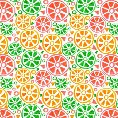 Fruit Slices Yellow Green Orange Geometric