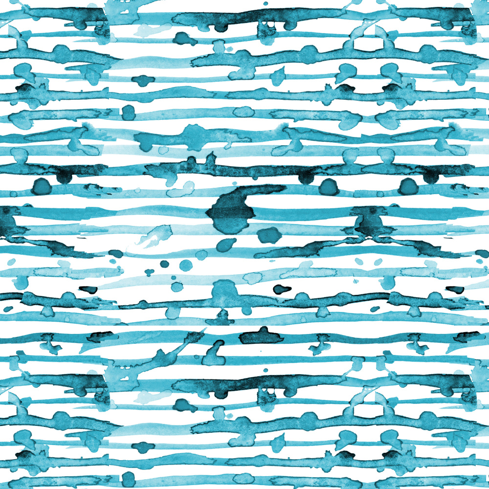 Indigo Turquoise Line Splatter Watercolor von Michele Channell