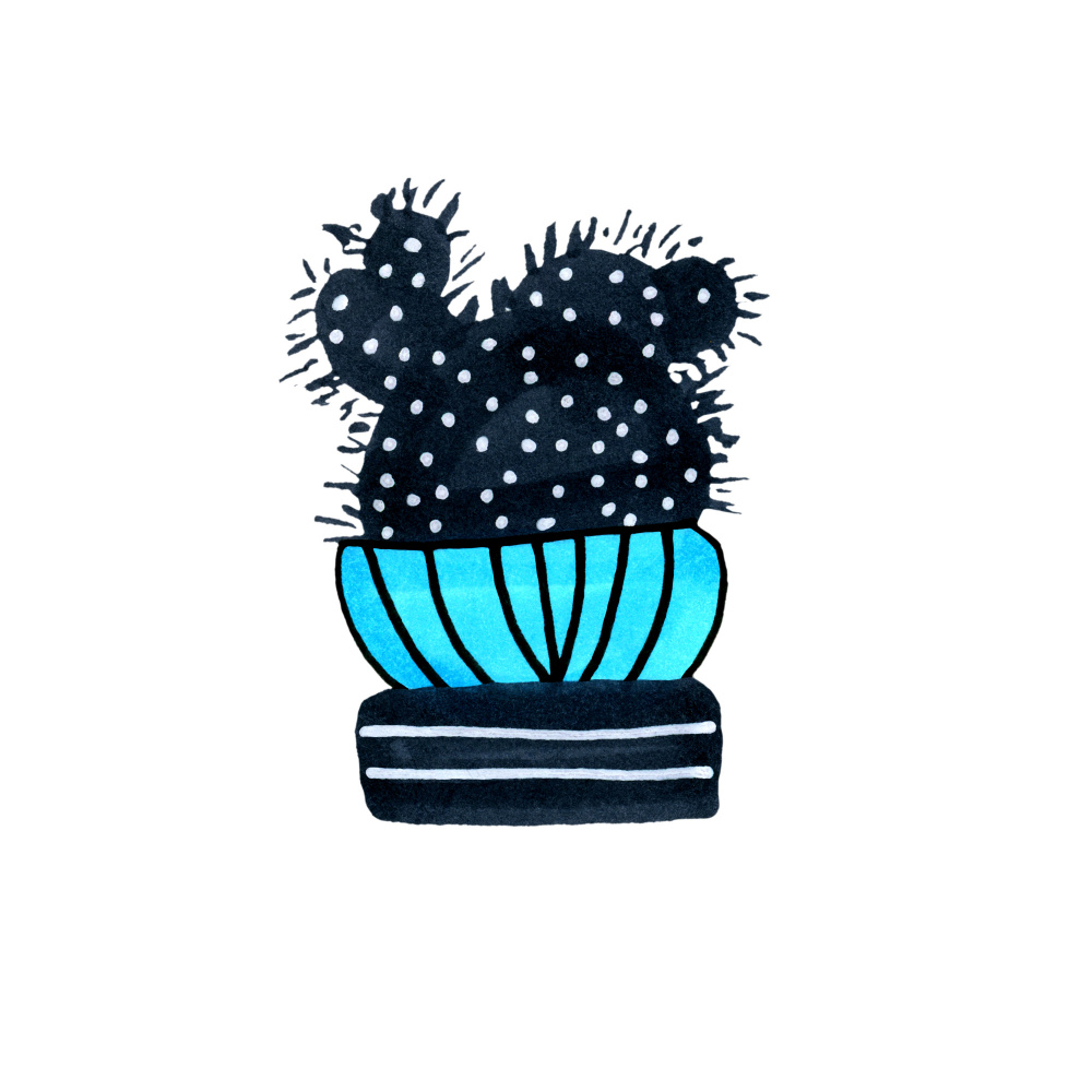 Cactus 3 Desert Plant Blue Black von Michele Channell