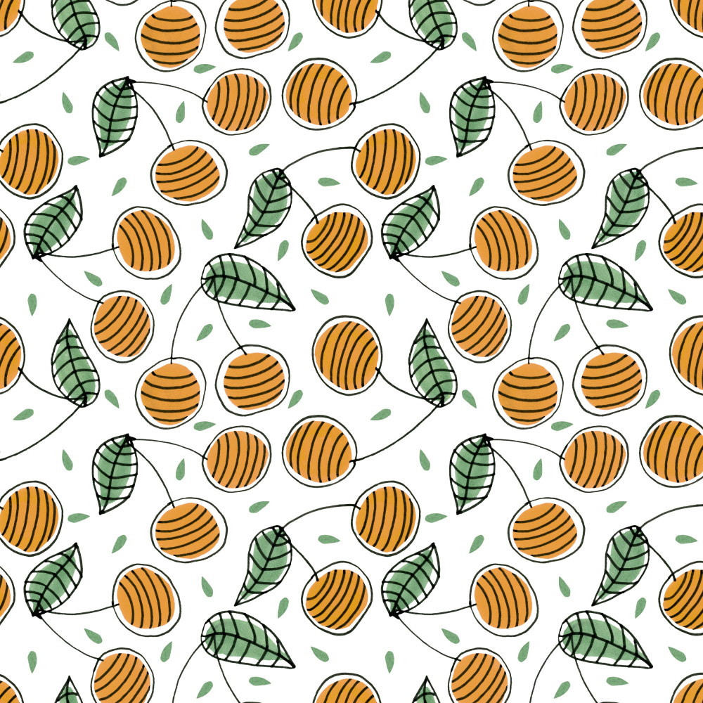 Cherries Fruit Yellow von Michele Channell