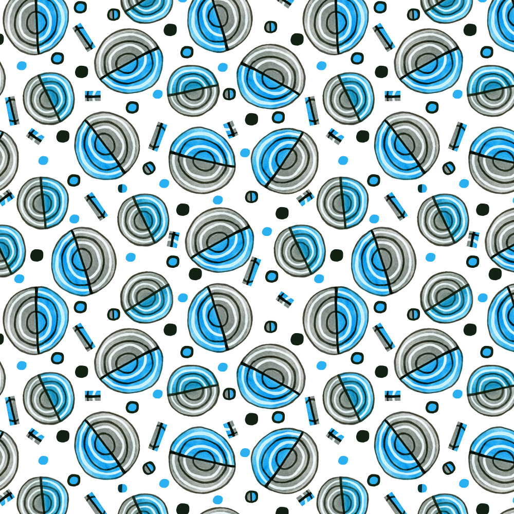 Circles Galore Blue Gray Geometric von Michele Channell