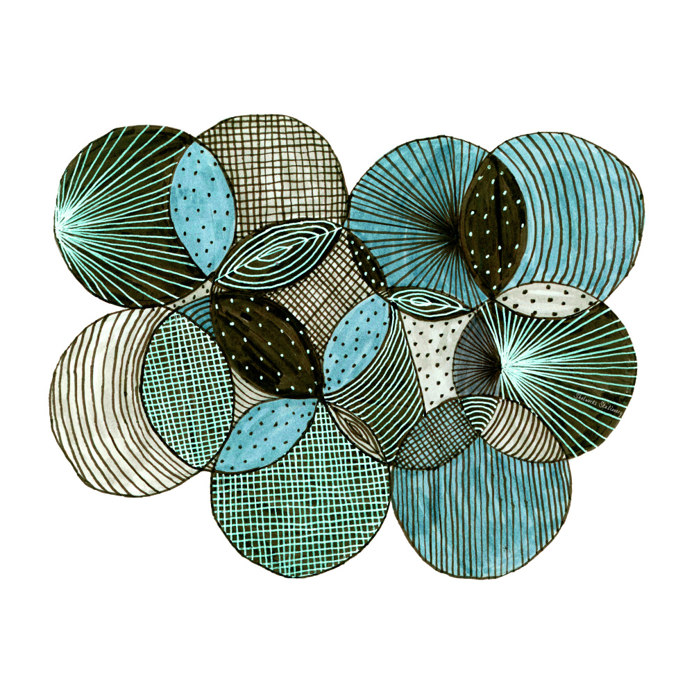 Circles Interlocking 2 Green Gray Abstract von Michele Channell