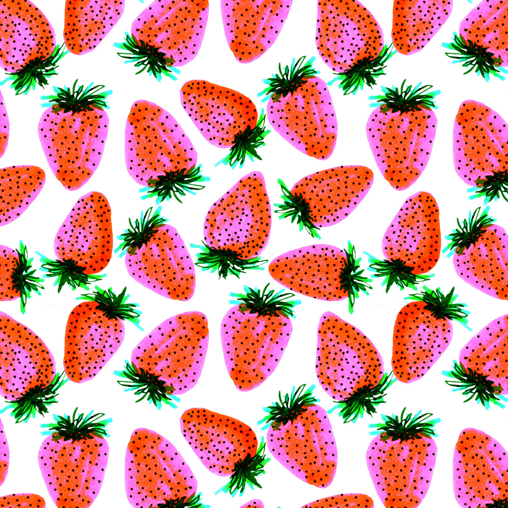 Lavender Red Strawberries Fruit von Michele Channell