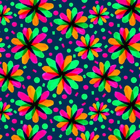 Multicolor On Navy Floral Hue