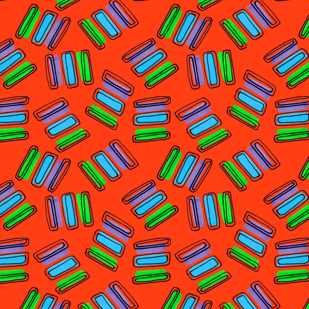 Rectangles Purple Orange Green On Orange von Michele Channell