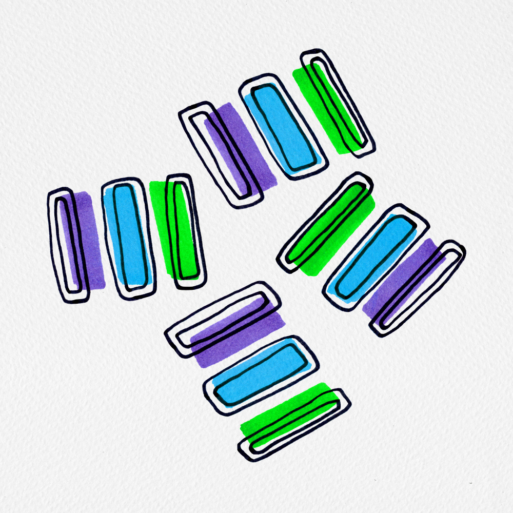 Rectangle Shapes Groupie Blue Green von Michele Channell