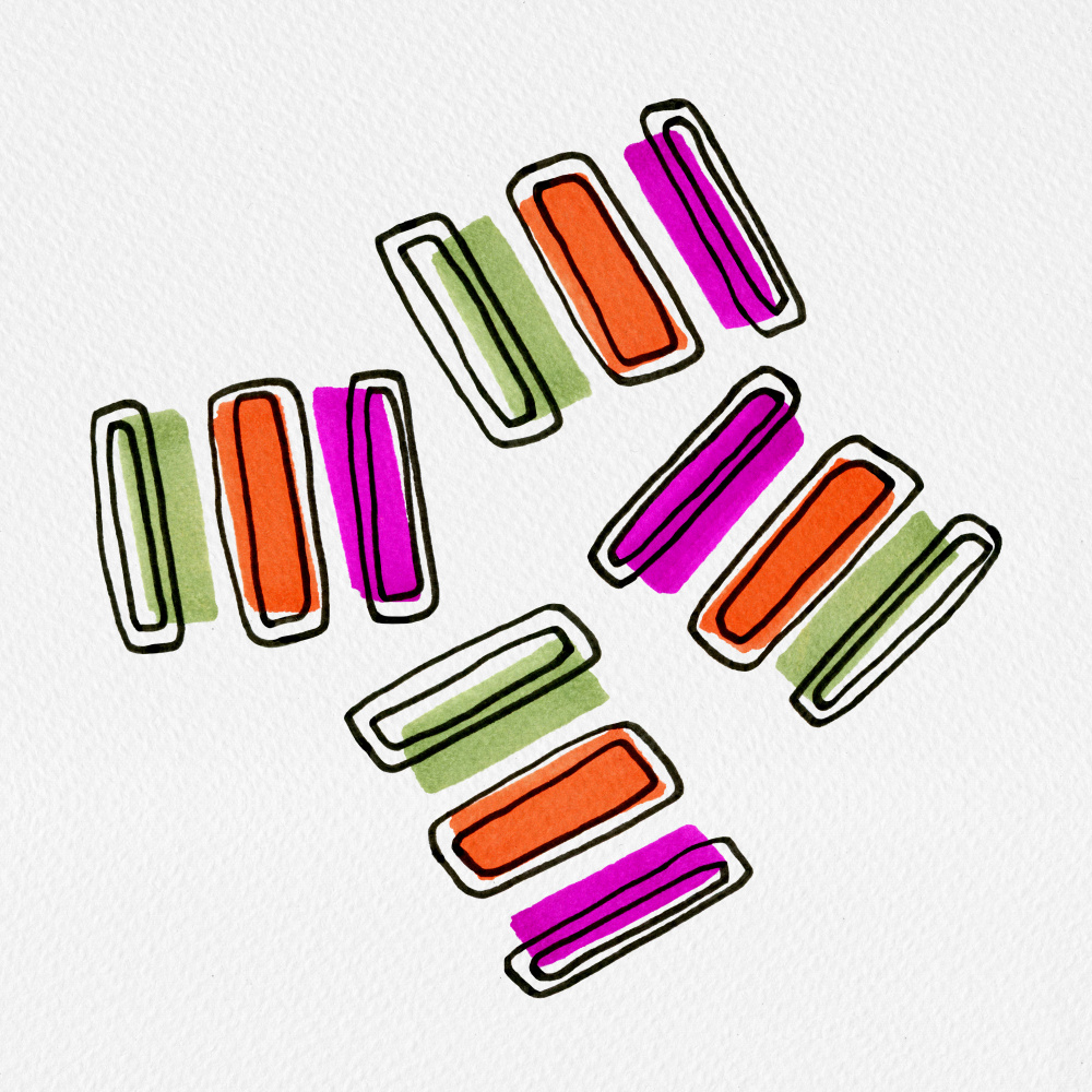 Rectangle Shapes Groupie Green Purple Orange von Michele Channell