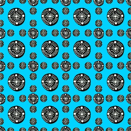 Black White On Blue Tribal Ethnic Circles 3 Geometric