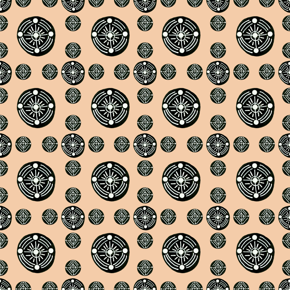 Tribal Ethnic Circles Geometric Black White On Brown von Michele Channell