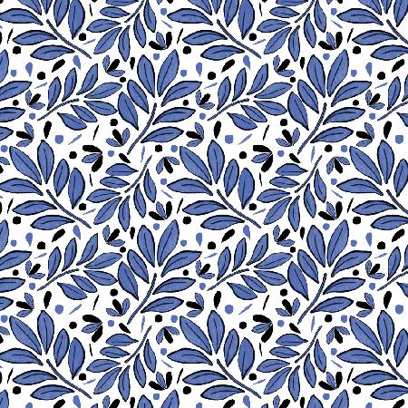 Lushy Leaves Olive Navy Blue