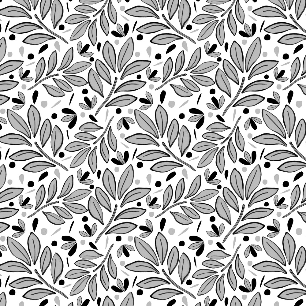 Lushy Leaves Black White von Michele Channell