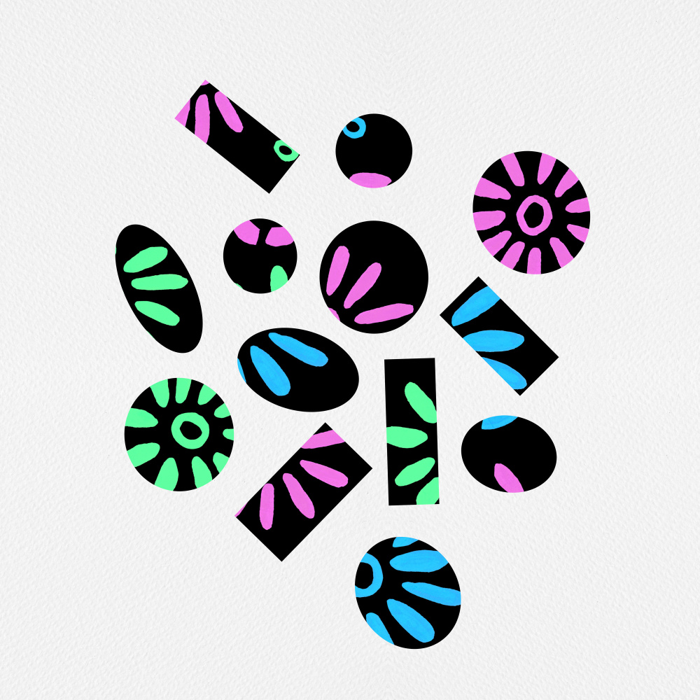 Broken Florals Blue Green Pink Abstract von Michele Channell