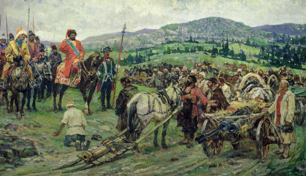 Assisting the leader of the peasant revolt, Emelyan Pugachev, in the Ural von Mikhail Ivanovich Avilov