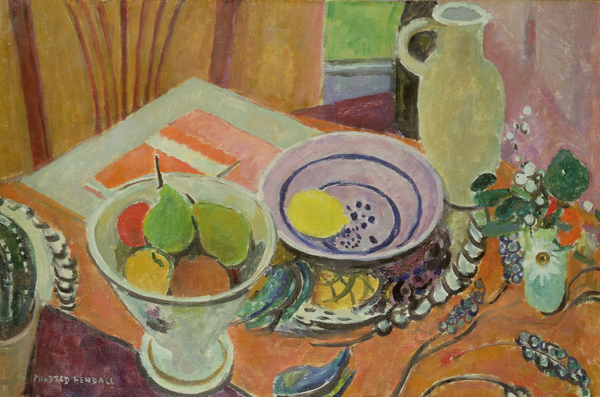 Pottery and Fruit on a Table von Mildred Bendall